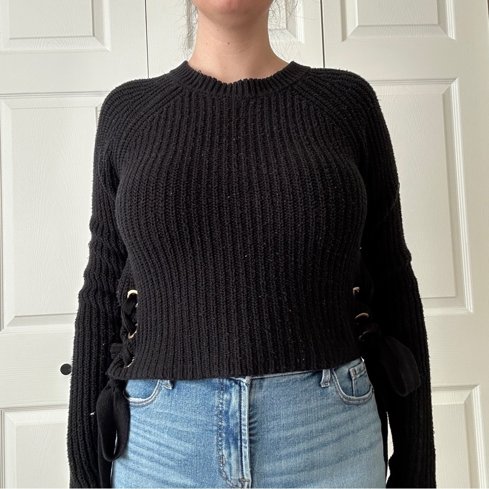 Guess cropped black knit sweater
